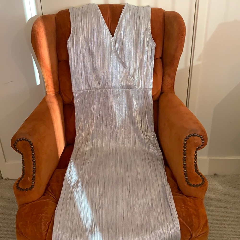 Stunning long shimmering silver dress